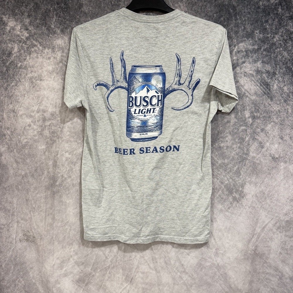 Busch Light Beer Season T Shirt Women's  Medium Gray Antlers Hunting Graphic Tee